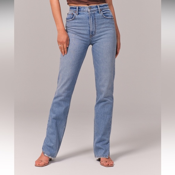 Abercrombie High Rise 90s Straight Jean - split hem - Picture 1 of 10